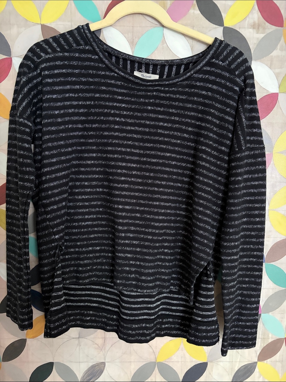 Madewell Black and Gray Striped Long-Sleeve Top